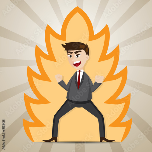 cartoon businessman with power strength
