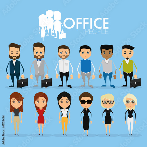 Set Of Funny Office Characters Isolated On Background