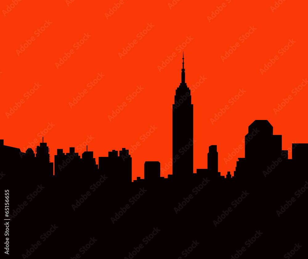 New York Skyline at Night - Vector New York Skyline at Night - Vector