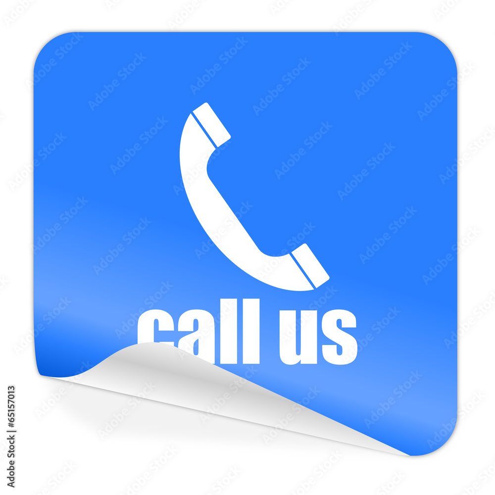 call us blue sticker icon
