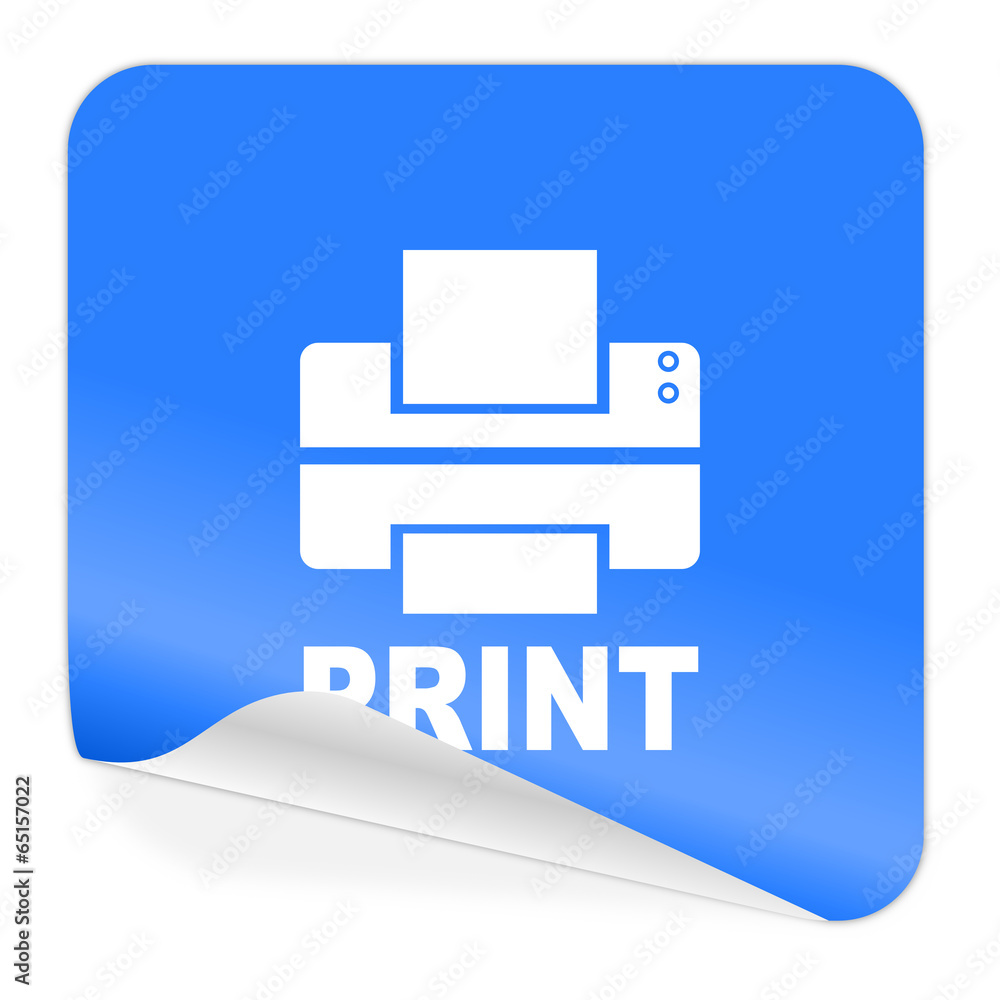 printer blue sticker icon