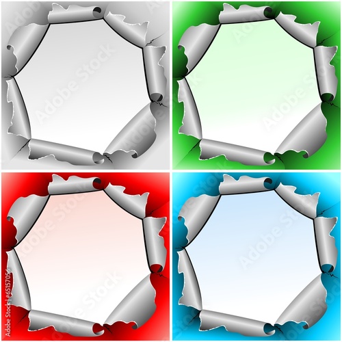 Torn Paper Frames in Four Colors