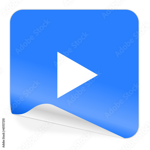 Free Download play blue sticker icon - GFXLoad