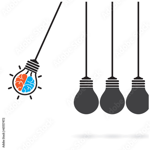 Newton's cradle concept on background,creative light bulb Idea c
