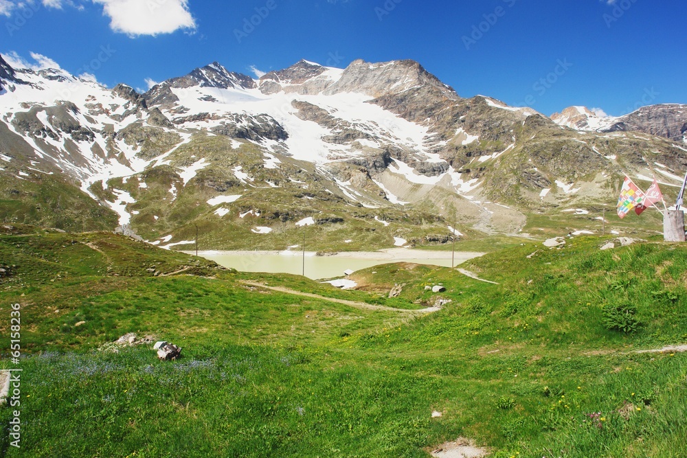 Bernina Pass, view of the Swiss Alps, Switzerland