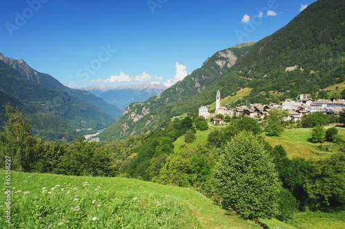 View of the Soglio and Bregaglia valley in the Switzerland photo