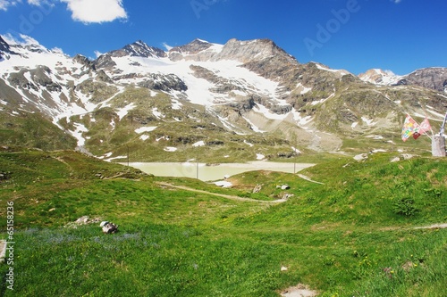 Bernina Pass, view of the Swiss Alps, Switzerland