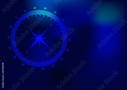 Background with compass sign on blue background