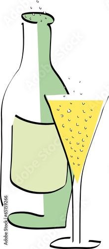 Sektflasche mit Sektglas