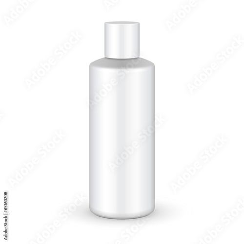 Shampoo, Gel Or Lotion Plastic Bottle On White Background