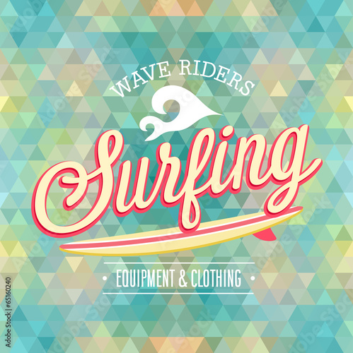 Surfing poster. Vector illustration.