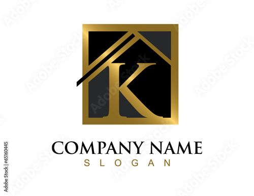 Gold letter K house logo