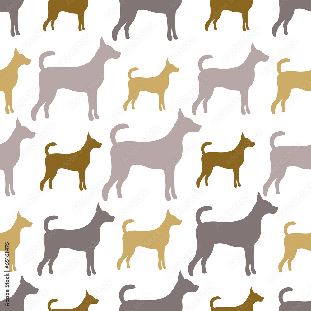 Animal seamless vector pattern of dog silhouettes. Endless textu