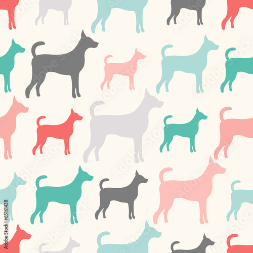 Animal seamless vector pattern of dog silhouettes. Endless textu