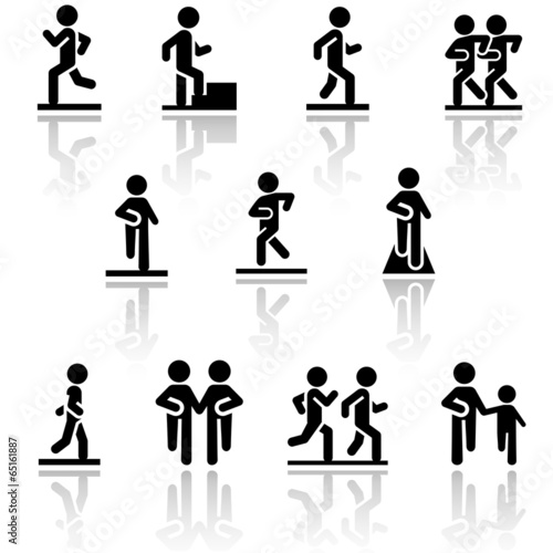 Walking vector icons set . EPS10.