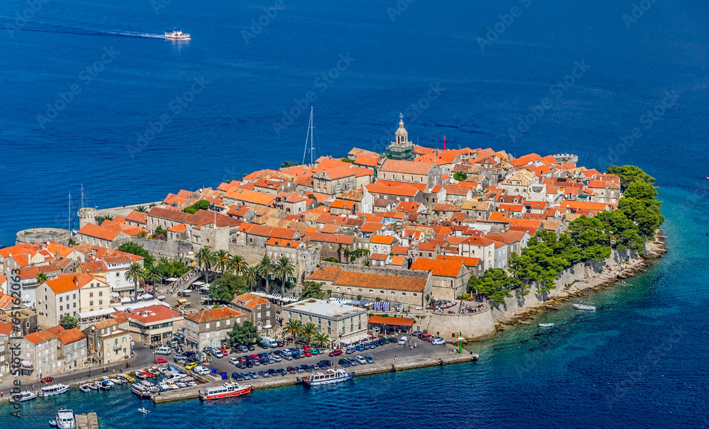 Korcula old town aerial photo