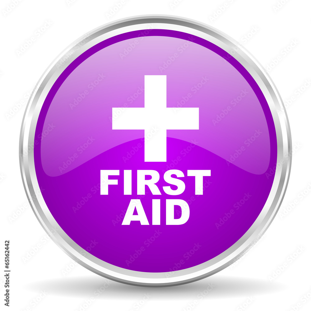 Obraz premium first aid pink glossy icon