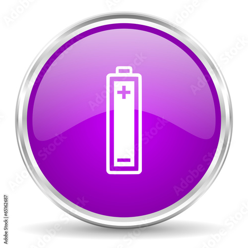 battery pink glossy icon