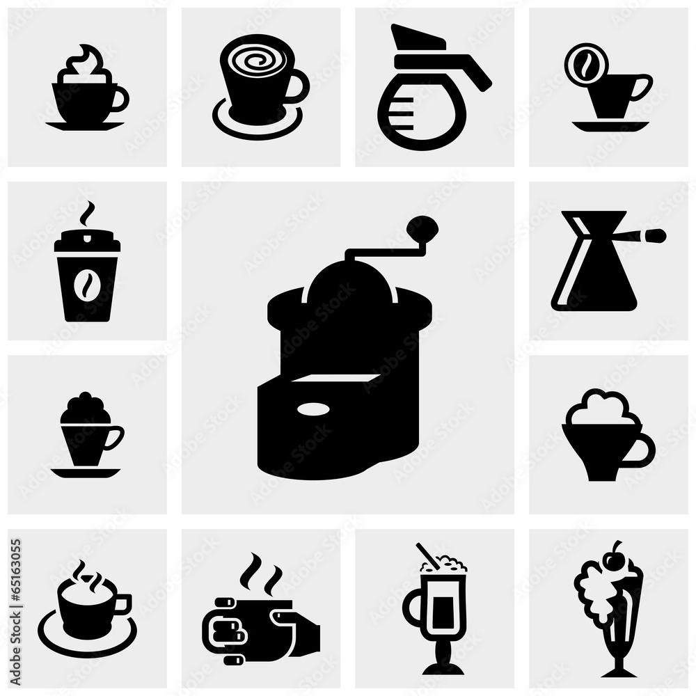 Coffee vector icons set on gray Coffee vector icons set on gray