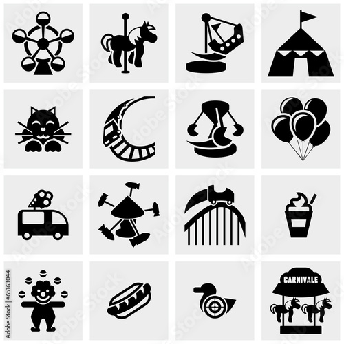 Amusement Park, circus vector icons set on gray