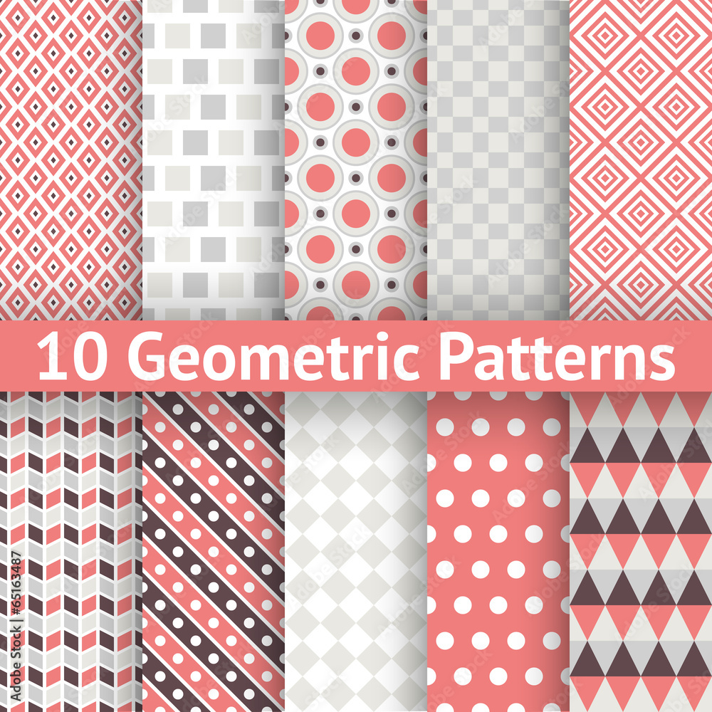 Geometric patterns (tiling). Set of vector seamless background. Geometric patterns (tiling). Set of vector seamless background.
