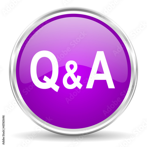 question answer pink glossy icon