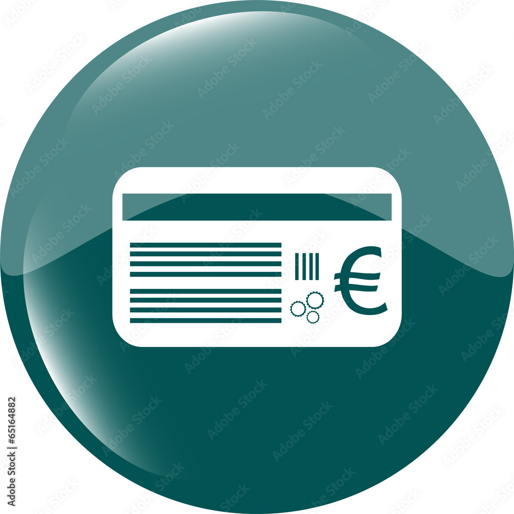 plastic business card with euro eur sign icon. web button plastic business card with euro eur sign icon. web button