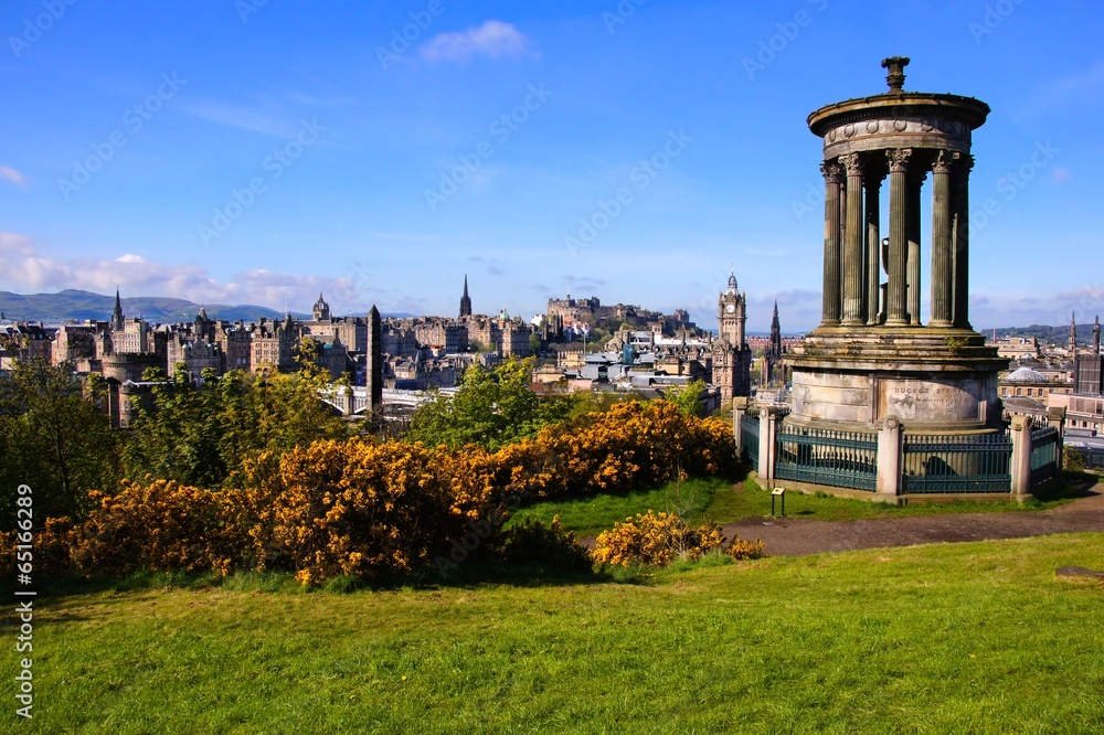 View over the historic center of Edinburgh Scotland