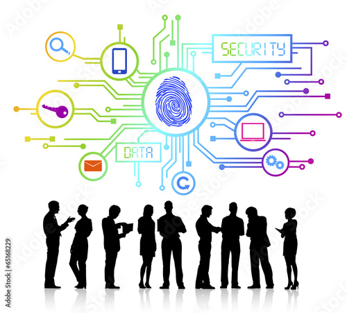 Silhouettes of Business People and Security Concept