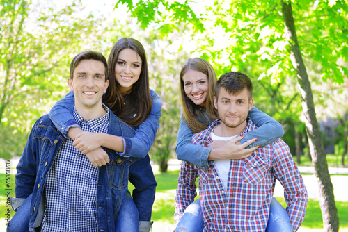 Happy friends in park