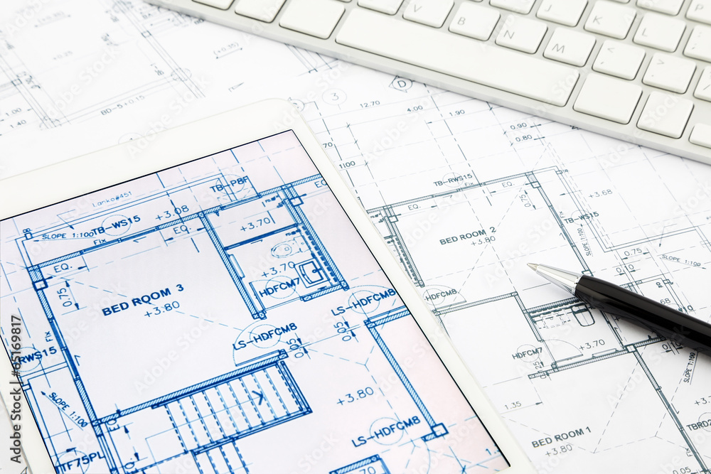 house blueprints and floor plan with tablet house blueprints and floor plan with tablet
