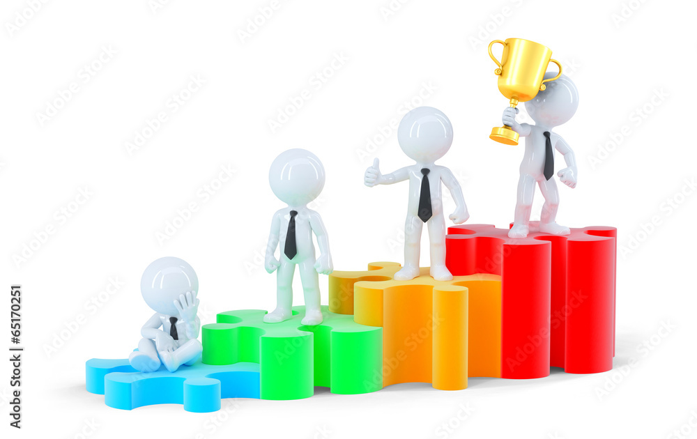 Business people standing on graph. Isolated. Clipping path Business people standing on graph. Isolated. Clipping path