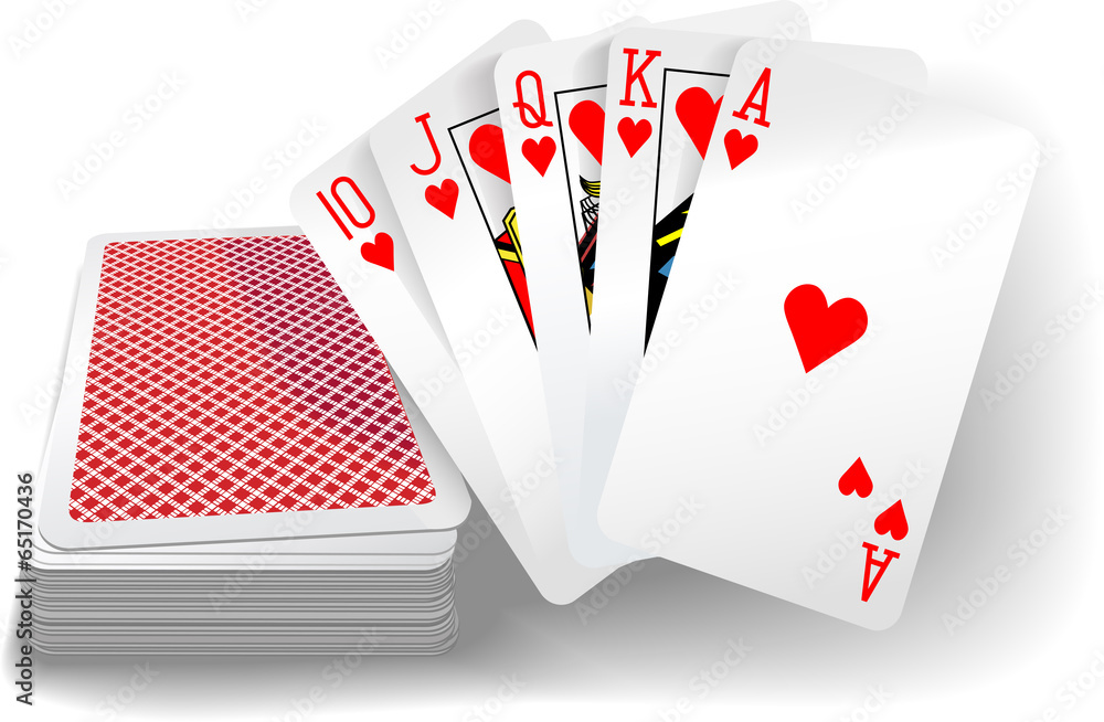 Obraz premium Poker Flush Hearts Cards Deck