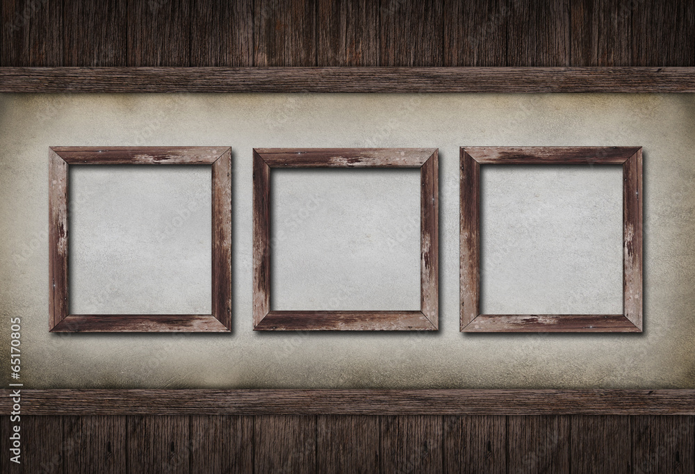 Old picture frame on brick wall Old picture frame on brick wall