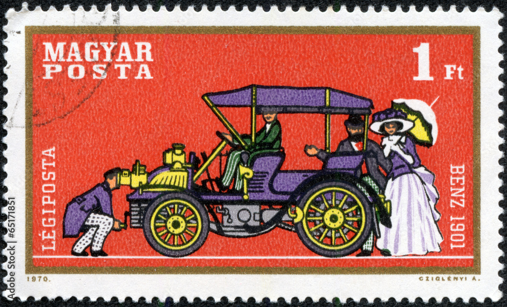 stamp printed by Hungry, show retro car