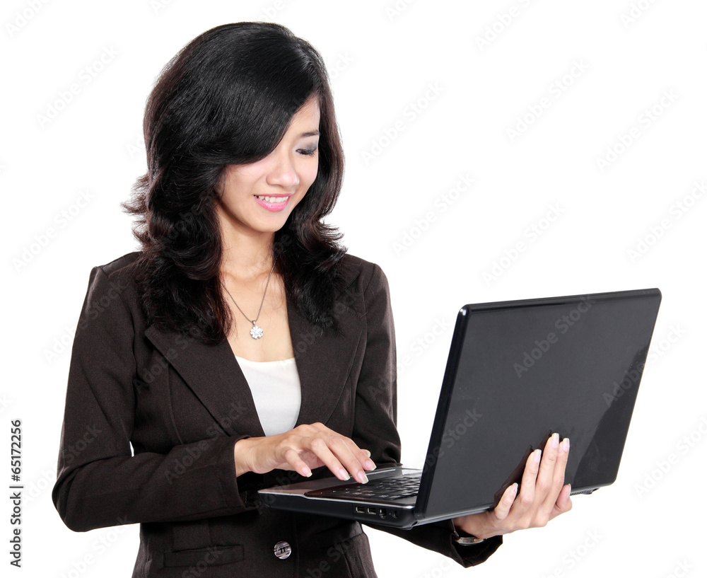 business woman using laptop isolated business woman using laptop isolated