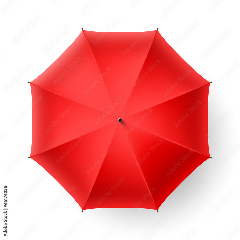 Fototapeta premium Red umbrella, top view.