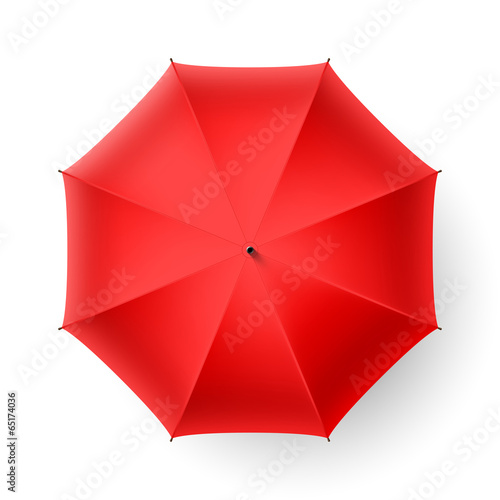 Red umbrella, top view.