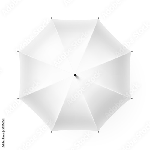 White umbrella,  top view.
