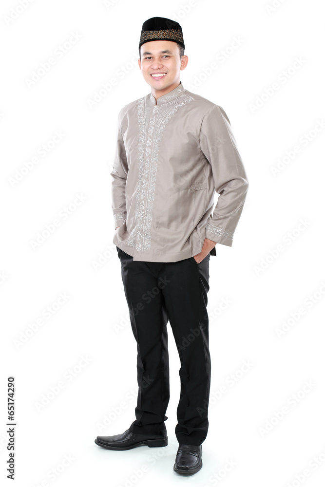 smiling asian muslim man smiling asian muslim man