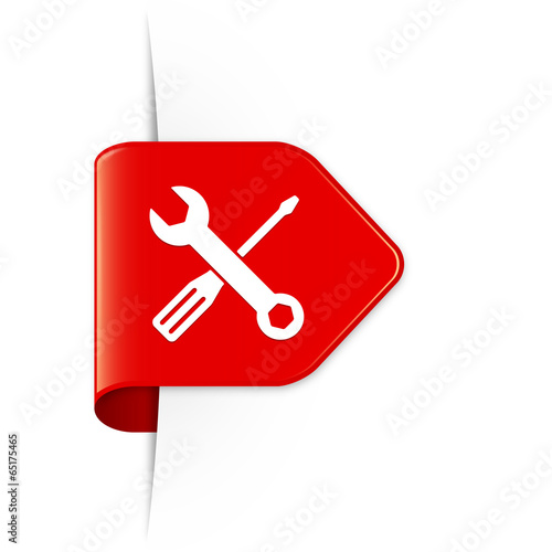 Screwdriver and spanner - Roter Sticker Pfeil mit Schatten