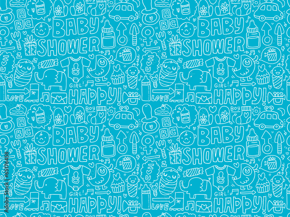 Obraz premium seamless doodle baby pattern