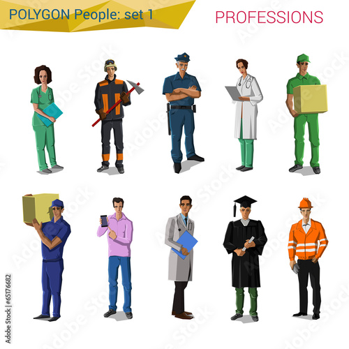 Polygon style uniform professionals set (doctor, cop etc)
