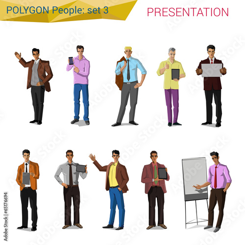 Polygon style presentation business people set