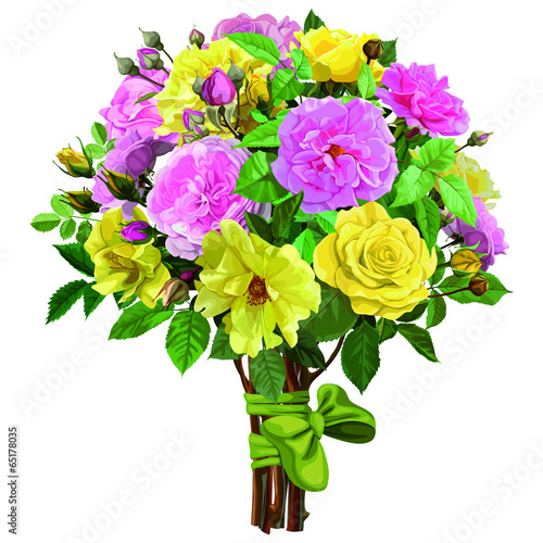 bouquet of pink and yellow roses