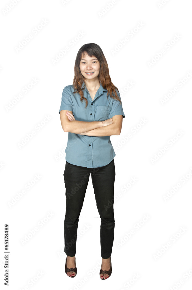 Confident Asian business woman, closeup portrait on white backgr Confident Asian business woman, closeup portrait on white backgr