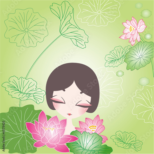 lotus flower and girl