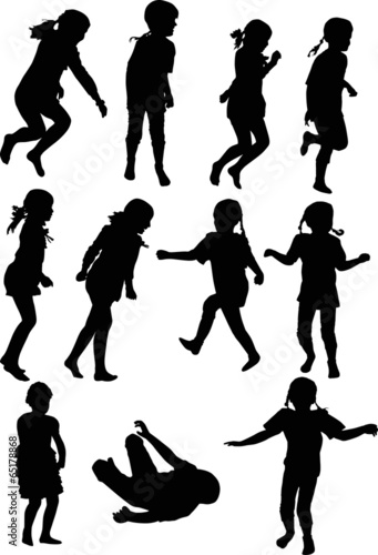 eleven child silhouettes collection isolated on white