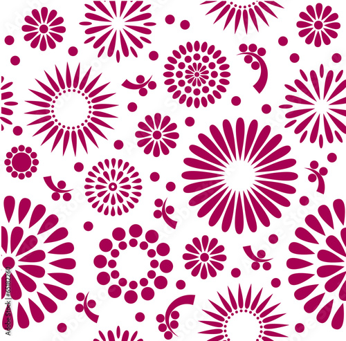 Red Vintage Vector floral background Seamless pattern