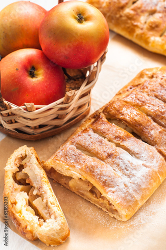 slice of an apple strudel on the table